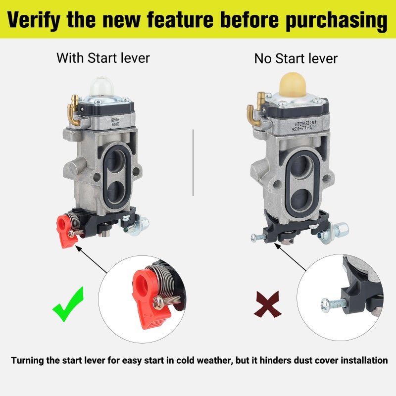Butom 150BT 350BT Carburetor for RedMax EBZ8500 EBZ8000 EBZ8050 Husqvarna 580BTS 580BFS 350BF 180BT 180BF 150BF WYA-44 505183101 521631601 Backpack Blower Leaf Blower Carb with Start Lever - Image 4
